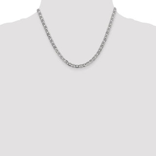 18" 14k White Gold 4.5mm Concave Anchor Chain Necklace