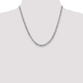 20" 14k White Gold 4.5mm Concave Anchor Chain Necklace