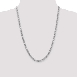 24" 14k White Gold 4.5mm Concave Anchor Chain Necklace
