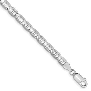 7" 14k White Gold 4.5mm Concave Anchor Chain Bracelet