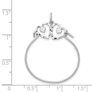 14k White Gold Heart Charm Holder Pendant