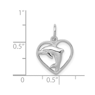 14K White Gold Dolphin In Heart Charm