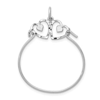 14k White Gold Heart Charm Holder Pendant