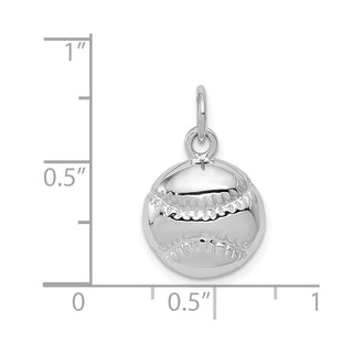 14K White Gold Baseball Charm