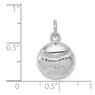 14K White Gold Baseball Charm