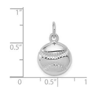 14K White Gold Baseball Charm