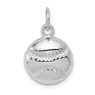 14K White Gold Baseball Charm