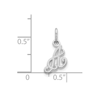 14k White Gold Casted Initial A Charm