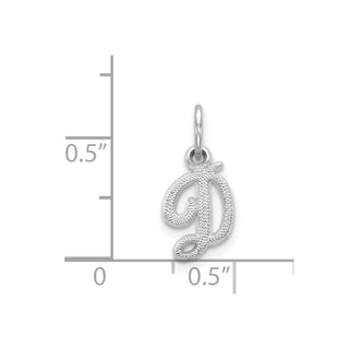 14k White Gold Casted Initial D Charm