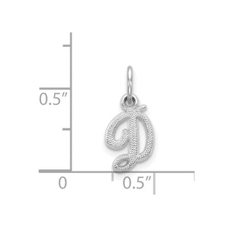 14k White Gold Casted Initial D Charm