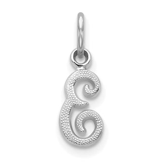 14k White Gold Casted Initial E Charm
