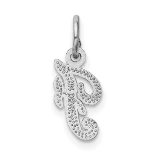 14k White Gold Casted Initial F Charm