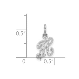 14k White Gold Casted Initial H Charm