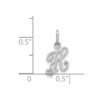 14k White Gold Casted Initial H Charm