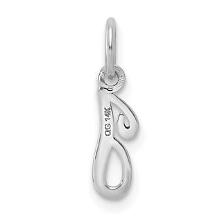 14K White Gold Casted Script Letter I Initial Charm