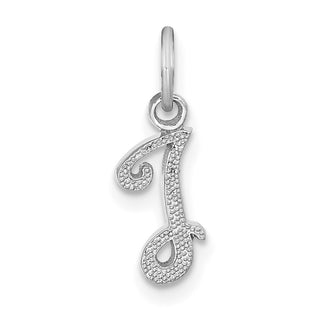 14K White Gold Casted Script Letter I Initial Charm