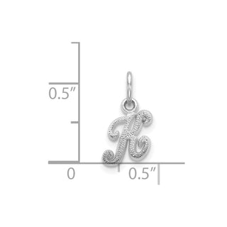 14k White Gold Casted Initial K Charm