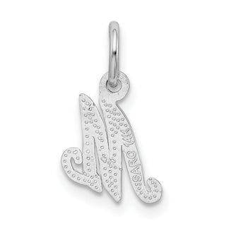 14k White Gold Casted Initial M Charm