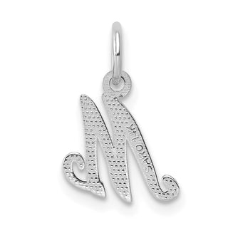 14k White Gold Casted Initial M Charm