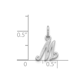 14k White Gold Casted Initial M Charm