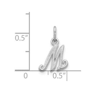 14k White Gold Casted Initial M Charm