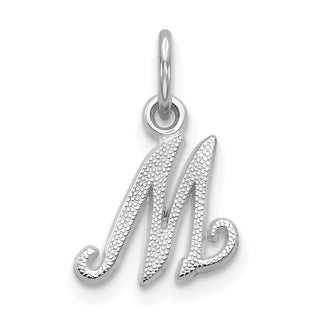 14k White Gold Casted Initial M Charm