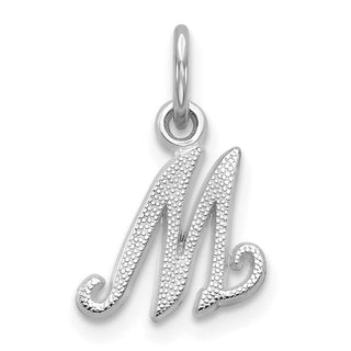 14k White Gold Casted Initial M Charm