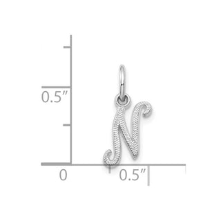 14k White Gold Casted Initial N Charm
