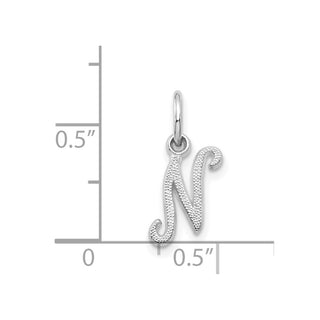 14k White Gold Casted Initial N Charm
