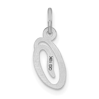 14K White Gold Casted Script Letter O Initial Charm