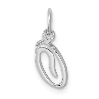14K White Gold Casted Script Letter O Initial Charm