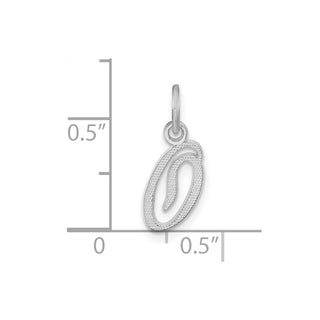 14K White Gold Casted Script Letter O Initial Charm