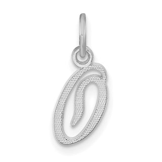 14K White Gold Casted Script Letter O Initial Charm