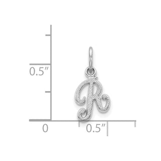 14k White Gold Casted Initial R Charm