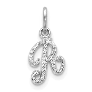 14k White Gold Casted Initial R Charm