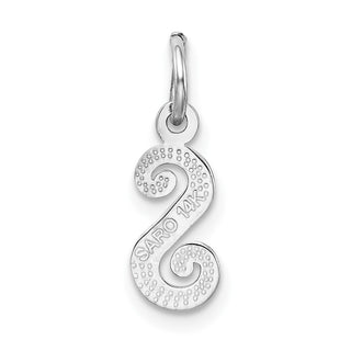 14k White Gold Casted Initial S Charm