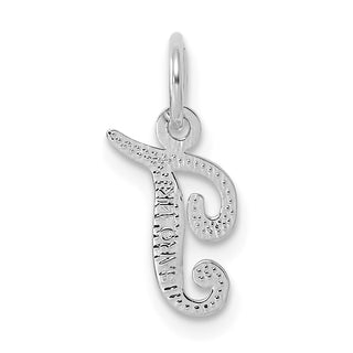 14k White Gold Casted Initial T Charm