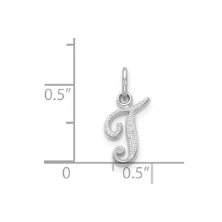14k White Gold Casted Initial T Charm