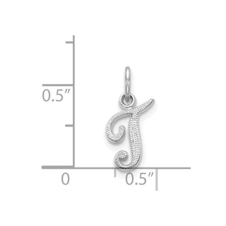 14k White Gold Casted Initial T Charm