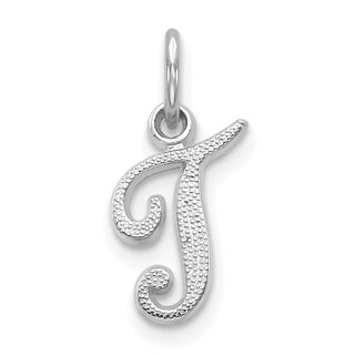 14k White Gold Casted Initial T Charm