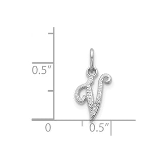 14k White Gold Casted Initial V Charm