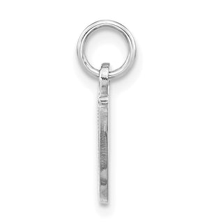 14K White Gold Casted Script Letter W Initial Charm