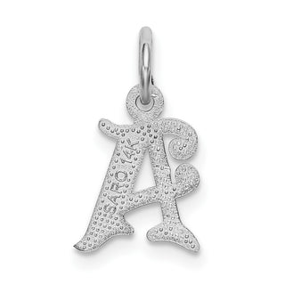 14K White Gold Diamond-cut Initial A Charm
