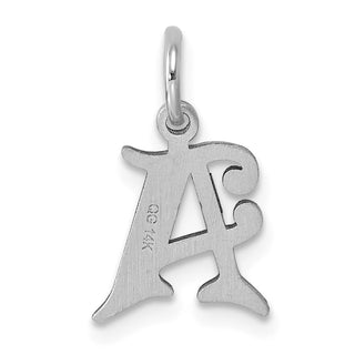 14K White Gold Diamond-cut Initial A Charm