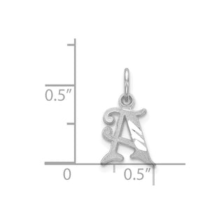 14K White Gold Diamond-cut Initial A Charm