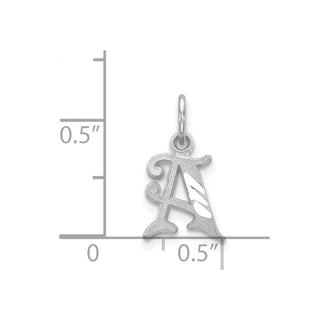 14K White Gold Diamond-cut Initial A Charm