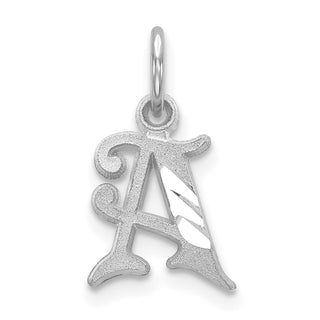 14K White Gold Diamond-cut Initial A Charm