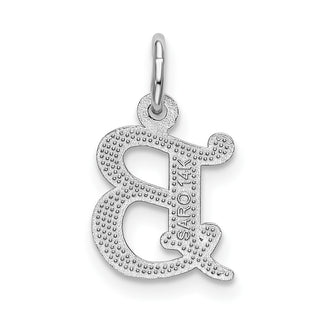 14K White Gold Diamond-cut Initial B Charm