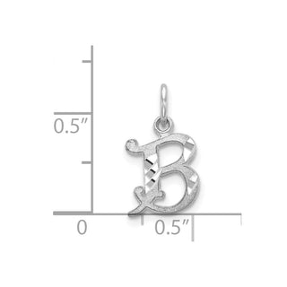 14K White Gold Diamond-cut Initial B Charm