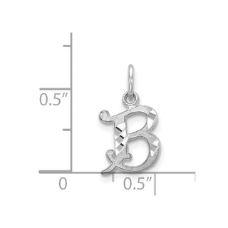 14K White Gold Diamond-cut Initial B Charm
